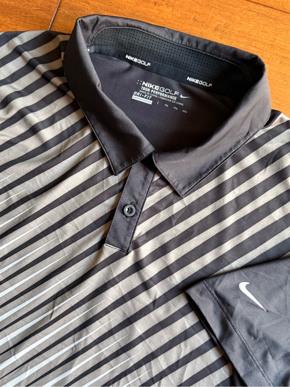 Nike Golf Dri-FIT Tour Performance XXL Gray/Black Striped Polo Shirt